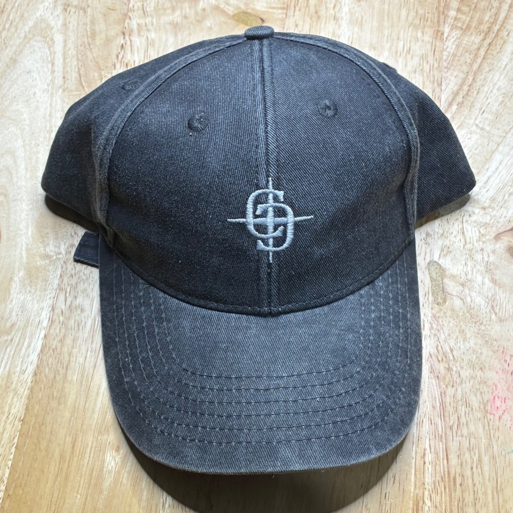 CLOCS Clothes Distressed Black Adjustable Hat Cap Embroidered Logo Streetwear